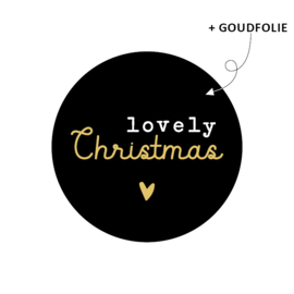 12x Sticker Lovely Christmas Zwart / Goud 