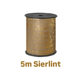 5m sierlint mokka goud  -   Fijne Kerst - goudfolie