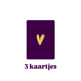 3 kleine kaartjes - paars hartje goudfolie