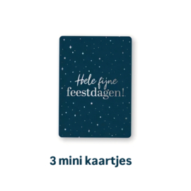 3 mini kaartjes - Hele fijne feestdagen - zilverfolie - A7 - 7x10cm - kerst - kerstmis