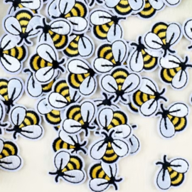 Embleem - 3 stuks - bij - wesp - vlieg - geel - 3cm - applicatie - opstrijken - strijken - patch