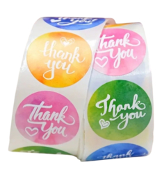 500x Stickers op rol Thanky You bright color