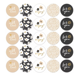 10 stickers Coeurs de Fleur Zand/ Zwart