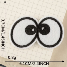Embleem - 1 stuk  - ogen - cartoon ogen - 3.5 x 6cm - applicatie - opstrijken - strijken - patch