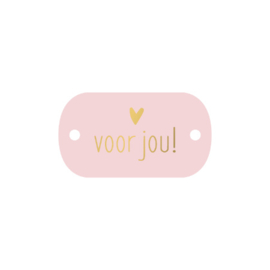 1x Cadeaulabel Ovaal "voor jou"Roze