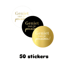 50x sticker - geniet van je pensioen - stoppen met werken - leuk inpakken - Sluitstickers  - cadeausticker