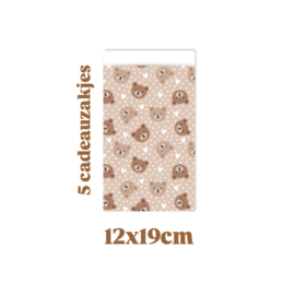 5x  cadeauzakje littl bears - 12x19cm - baby - geboorte