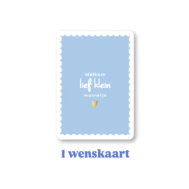 1 Wenskaart  Kaartje  - Welkom lief klein mannetje - blauw - baby - geboorte