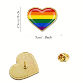 5 pins hart pride - hartje - pin broche - speld - liefde - alles is liefde - LGBT - regenboogvlag - regenboog