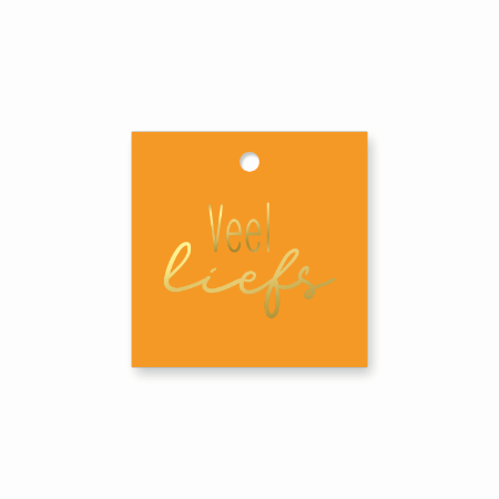 3x Cadeaulabel veel liefs - oranje - naamkaartje