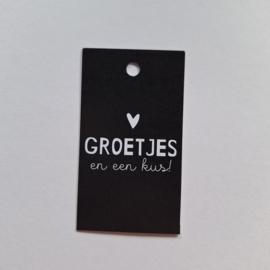 3x Cadeaulabel " Groetjes en een kus !"
