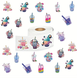 500x Stickers op rol BubbelTea