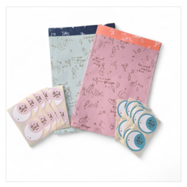 20x Cadeauzak + 20x naamsticker - MIX -   Sint Songtekst Blauw - Roze Sinterklaas 17x25cm