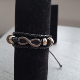 Zwart leren armband infinety