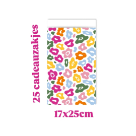 25x Cadeauzakje  -Leopard color - 17x25cm