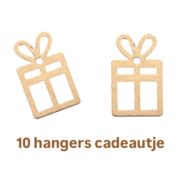 10 hangers cadeautje hout - Kerst  - cadeau decoratie - leuk inpakken  -