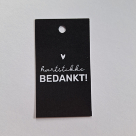 3x Cadeaulabel " Hartstikke bedankt" Zwart