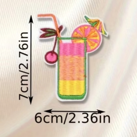 Embleem cocktail - drinken -  7 x 6 cm - applicatie - opstrijken - strijken