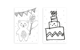 Nynke Ontwerpt Mini-kaart Inkleur kaartje beert taart