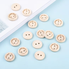50 knoopjes Handmade with love - zelfgemaakt - DIY - kleding maken - 15mm