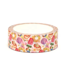 Washi Tape zomer - ijsjes -  15mm breed en 10m lang - siertape - tape - journaling -