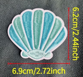 Embleem  - schelp - 6.9 x 6.2cm - applicatie - opstrijken - strijken - patch