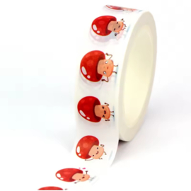 Washi Tape dansende paddestoelen  15mm breed en 10m lang - siertape - tape - journaling -