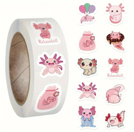 500x Stickers op rol Axolott