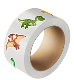 500x Stickers op rol Dino