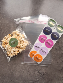 Traktatie set 10 Zakjes & 10 Stickers ' Hiep Hiep Hoera.!'