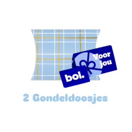 2x Gondeldoosje - blauwe ruit - cadeaubon inpakken - let op formaat