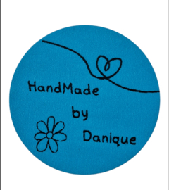 Gepersonaliseerde Sticker HandMade Hartje / Bloem BLAUW