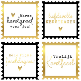 8x Sticker Kerstmis postzegel uitstraling