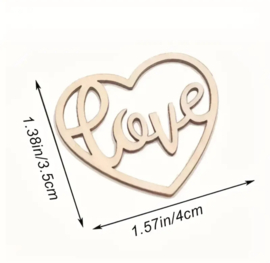 5x Houten LOVE hartje