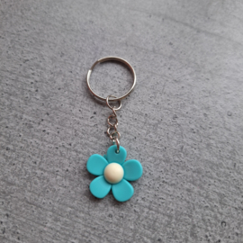 Sleutelhanger Bloem turquoise