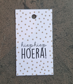 3x Cadeaulabel " Hiep Hiep Hoera"