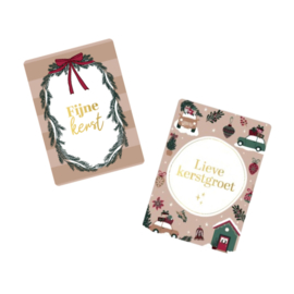 2x mini kerstkaart - kerstgroet - fijne kerst - kerstmis - cadeau leuk inpakken