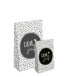 5x Blokzak LIEVE JUF -  Maat S - 9x5x16cm - school - leerkracht - einde school - onderwijs