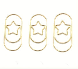 3 MEGA goud paperclips ster - 2.4 x 5 cm - kerst - kerstmis - december - leuk inpakken