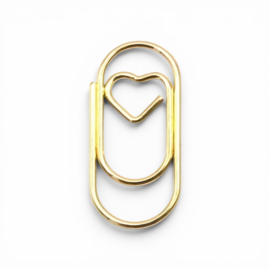 12 mini paperclips goud hartje - papierklem - leuk inpakken - trouwen - trouwkaart -