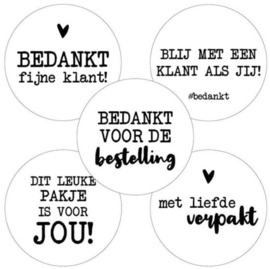 100x stickers assortie " Bedankt klant"