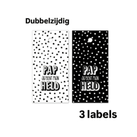 3x cadeaulabel PAP jij bent mijn HELD - vaderdag -papadag - papa -leuk inpakken