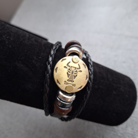 Zwart leren armband sier