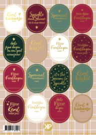 1 stickervel kerst ovaal naam en sluitzegels