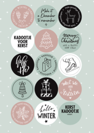 A5 Stickervel Pastel KERST 15 Stickers 