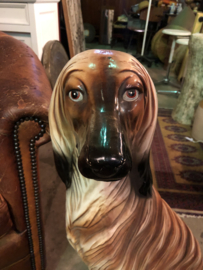 Grote vintage keramische hond 81 cm