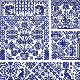 Historische Stickmuster - Blau auf WeiB / Blue on White