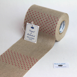 V&H Borduurband Naturel met Rode Stip 100mm