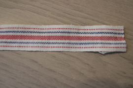 V&H Borduurband Wit/Rood/Blauw 27mm