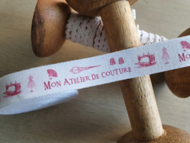 Band "Mon Atelier de Couture" Blanc/Rouge